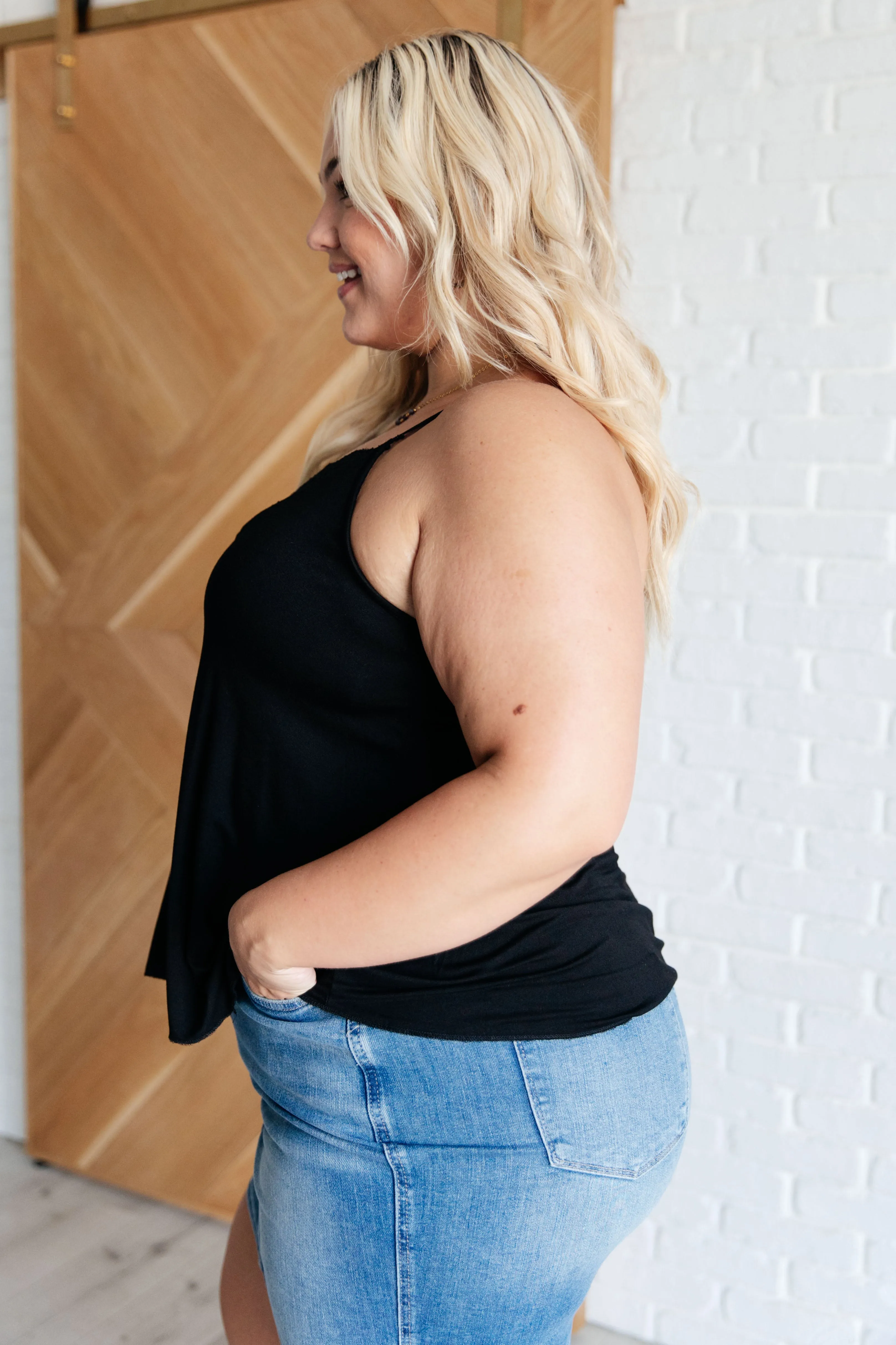 A Gleam in Her Eyes Lace Detail Cami in Black - 10/14