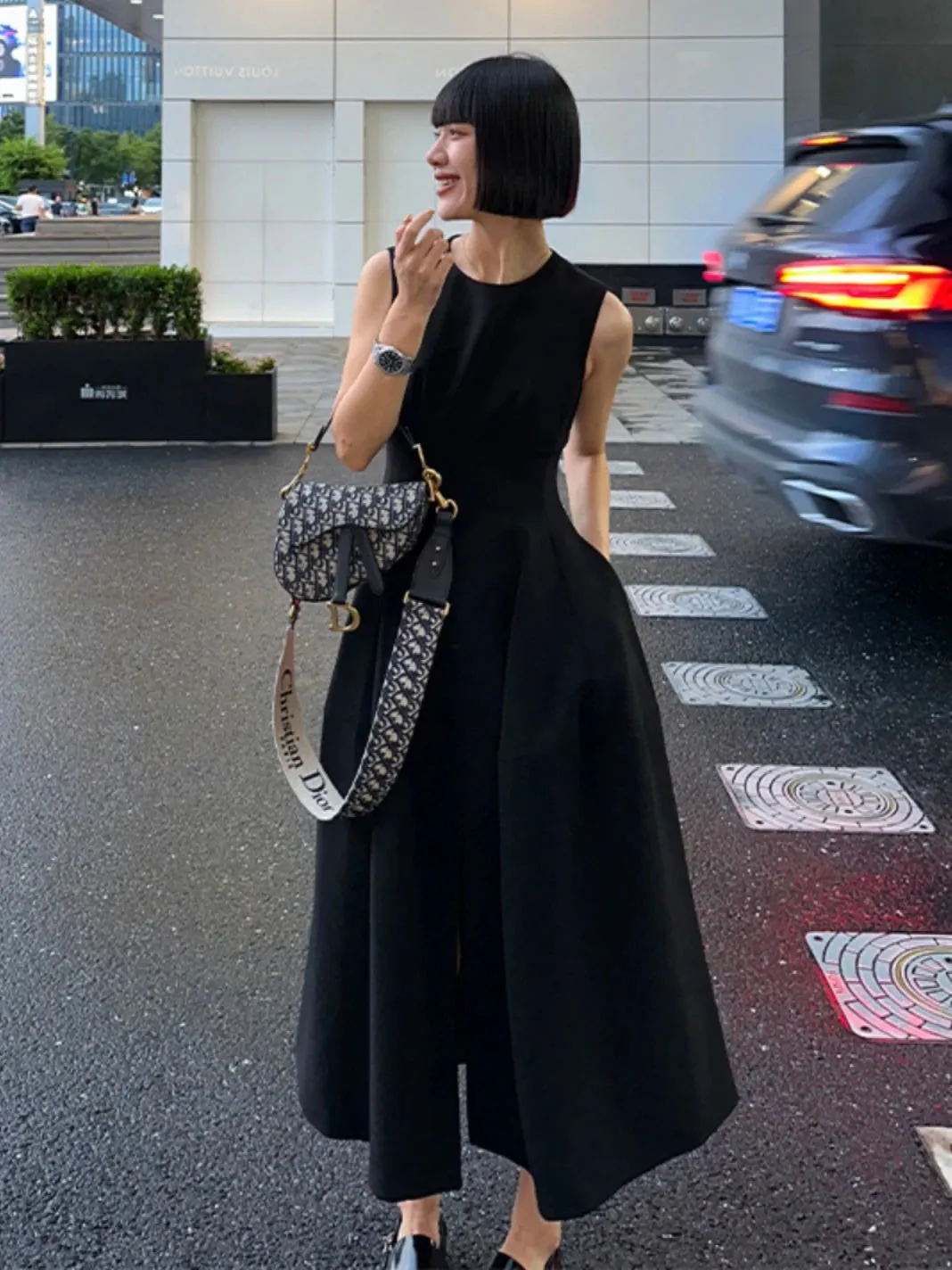 A-line Dresses Women Solid Summer Advanced Simple Streetwear French Style Sleeveless Daily All-match Minimalist Languid Trendy
