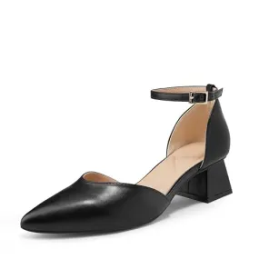 Arromic Women's Pumps Pointed Toe Chunky Closed Toe Block Low Heels Dress Shoes Comfortable Casual Office Three-Way Wear Ankle Strap Pumps Shoes Pink