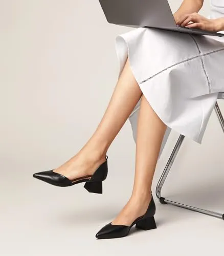 Arromic Women's Pumps Pointed Toe Chunky Closed Toe Block Low Heels Dress Shoes Comfortable Casual Office Three-Way Wear Ankle Strap Pumps Shoes Pink