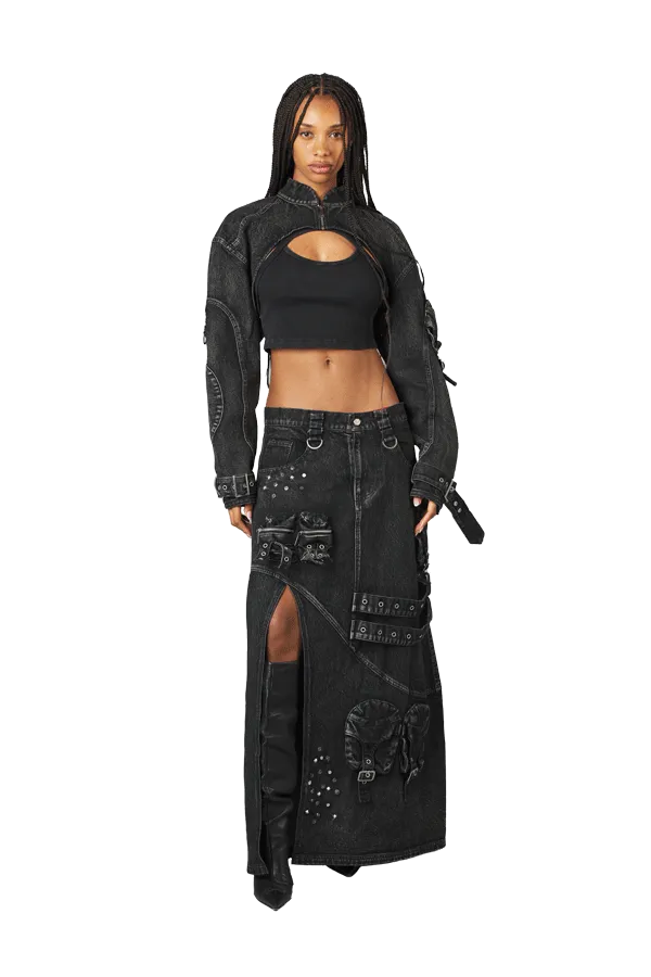 Black Cropped Denim Jacket