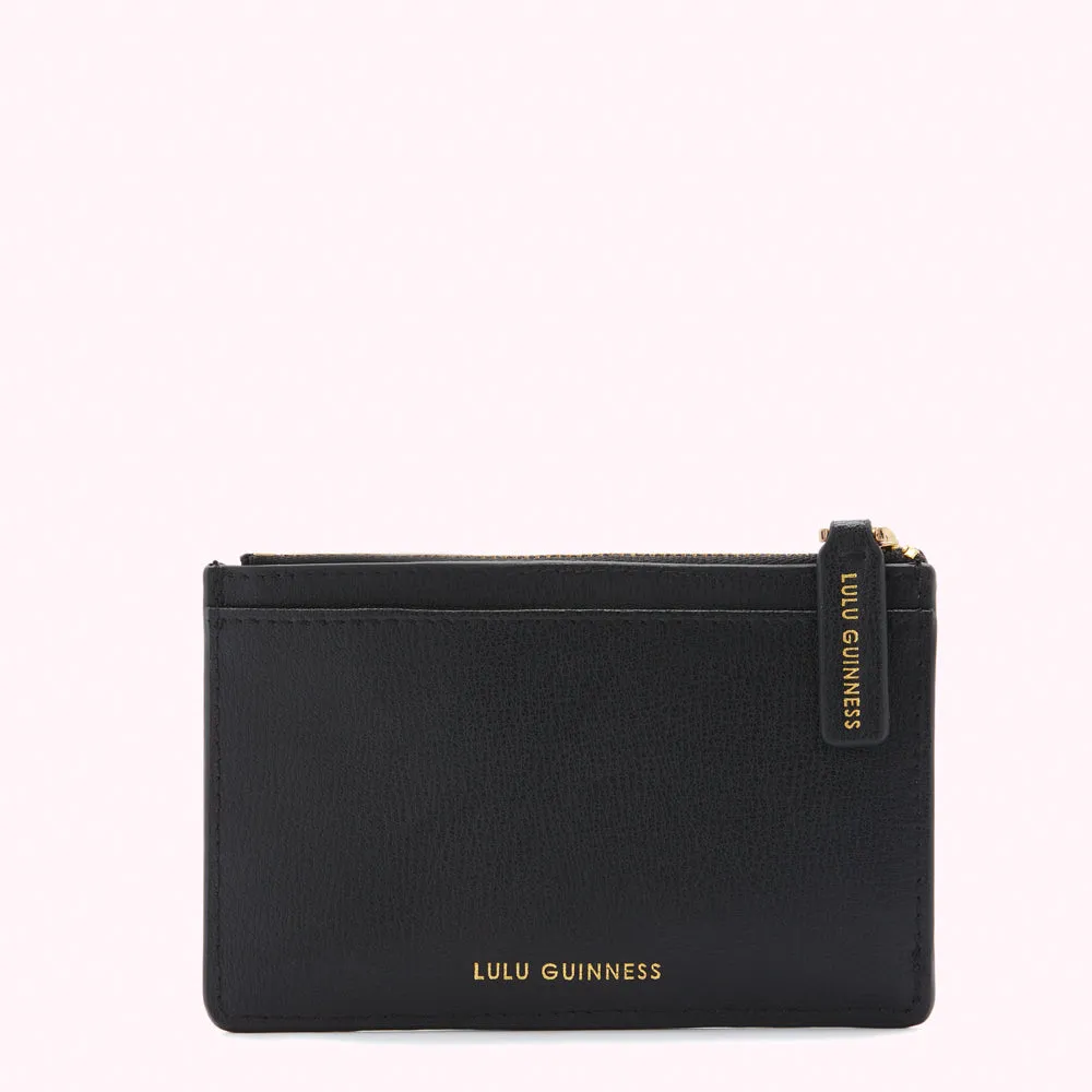 BLACK LEATHER CHERRY LOTTIE POUCH