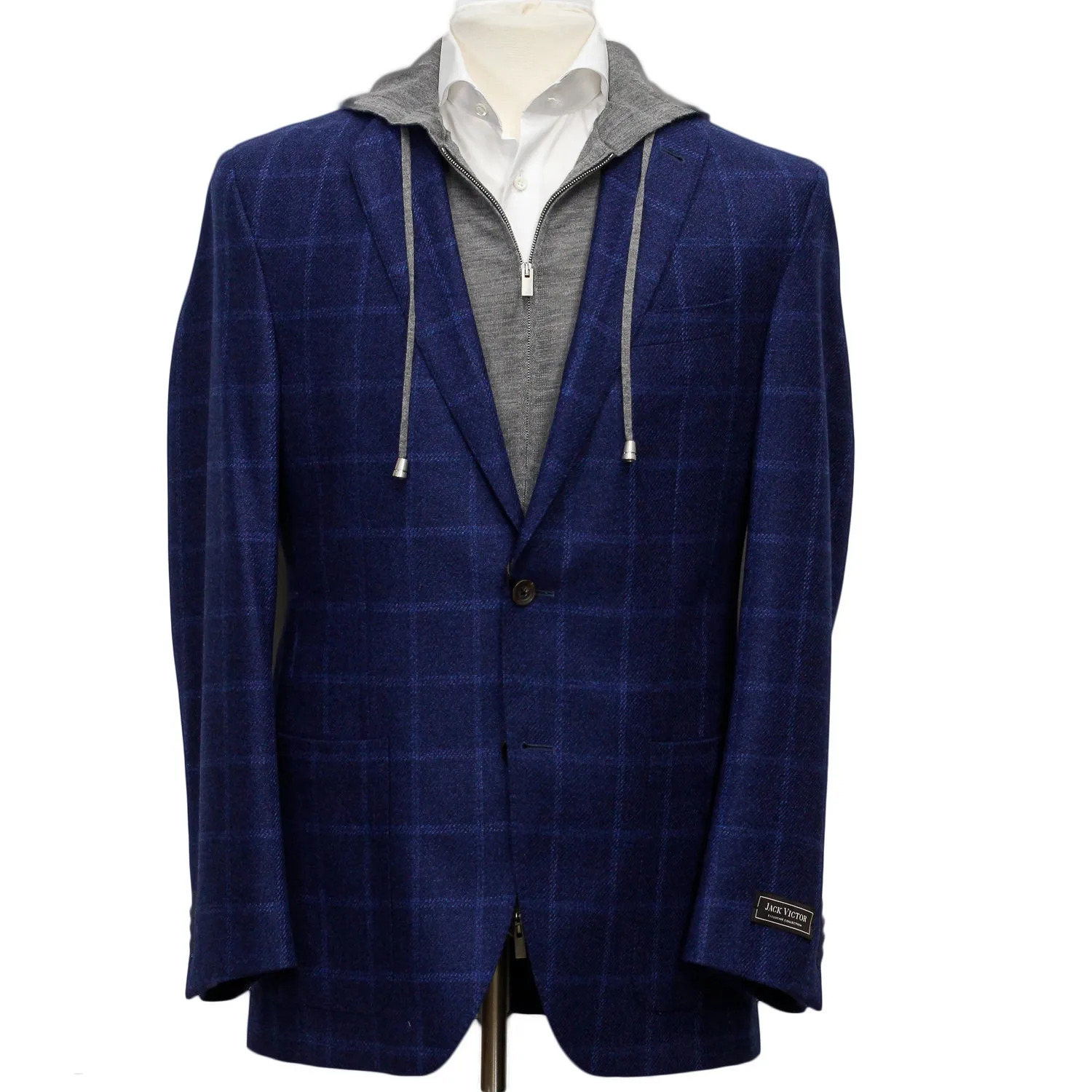 Blue Tonal Windowpane Check Connor Classic Fit Wool Sport Coat - Jack Victor