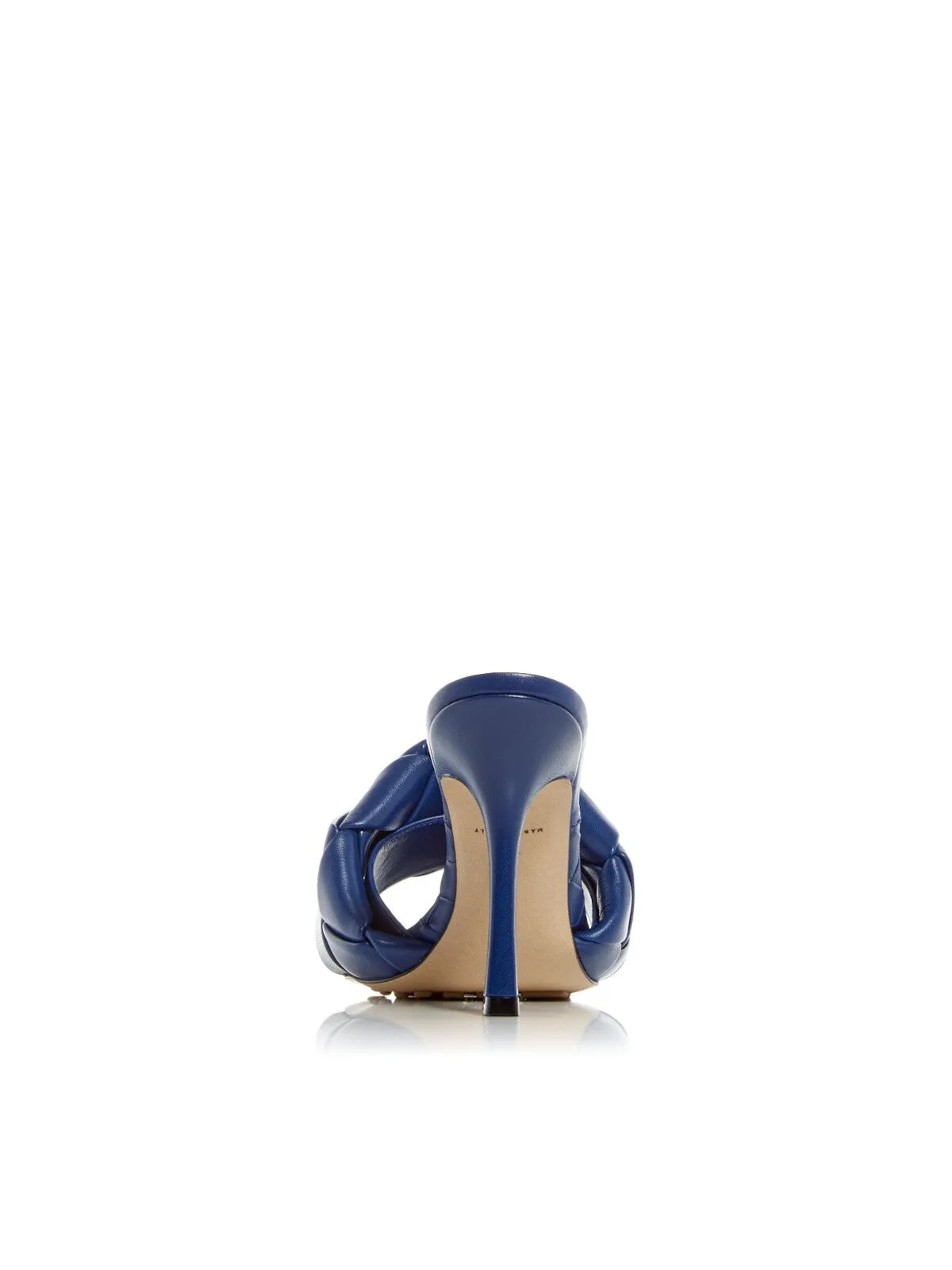BOTTEGA VENETA Womens Blue Quilted Lido Square Toe Stiletto Slip On Leather Dress Heeled