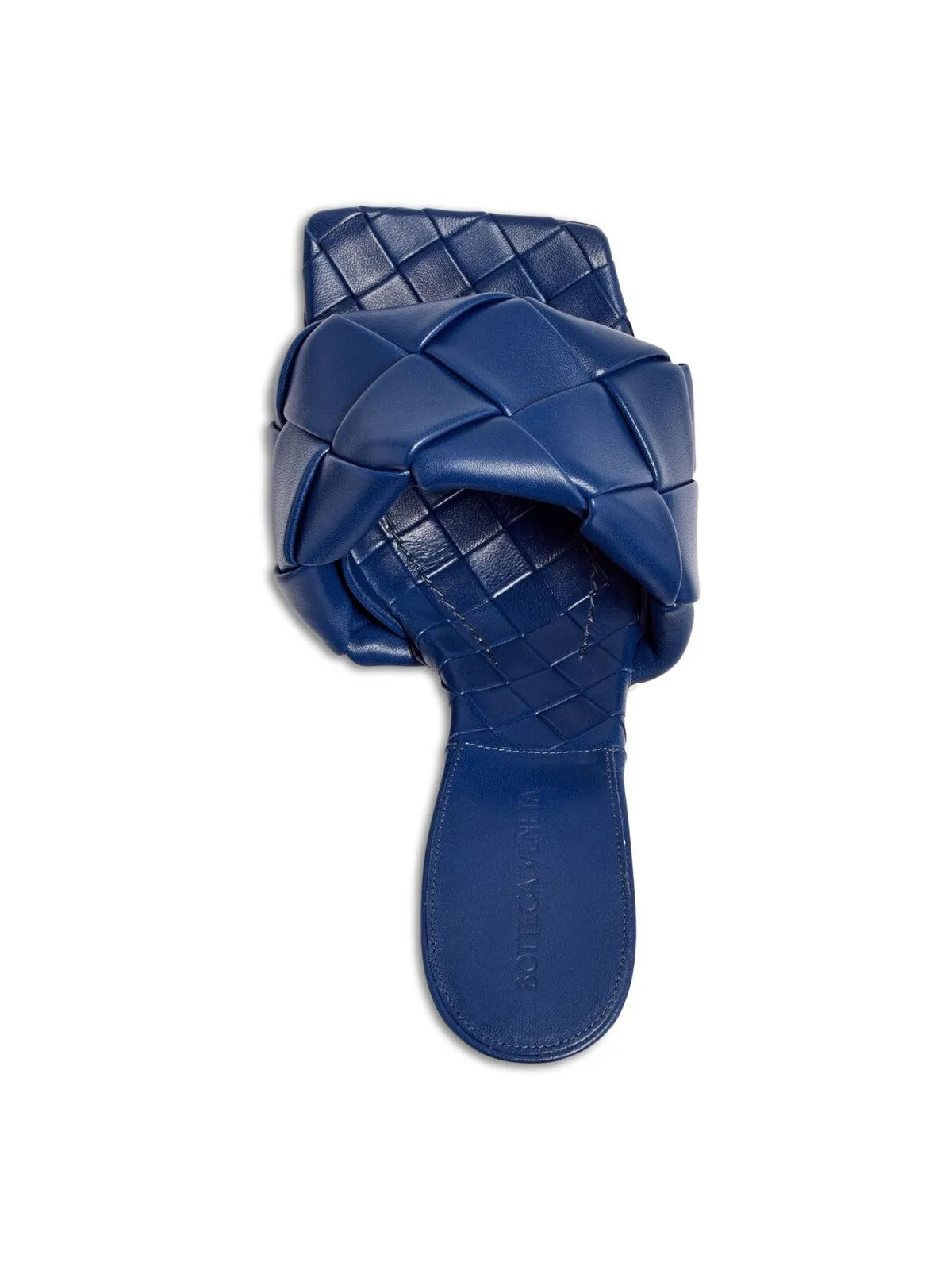 BOTTEGA VENETA Womens Blue Quilted Lido Square Toe Stiletto Slip On Leather Dress Heeled