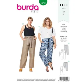 Burda Style Pattern 6218 Women's Trousers / Pants - Straight Leg - Patch Pockets