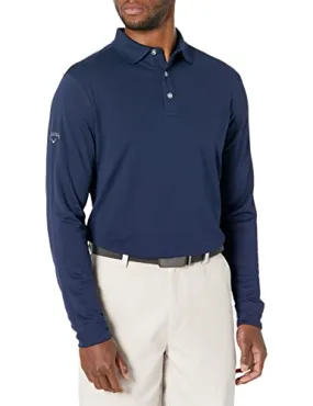 Callaway Men's Opti-Dri Long Sleeve Polo Shirt, Uv Block Sun Protection, Performance Shirts For Men, Classic Fit, Extended Sizing (Sizes Xs-4Xl), Peacoat, Medium