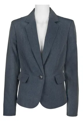 Evan Picone Chic Notched Collar Twill Jacket with Button Front
