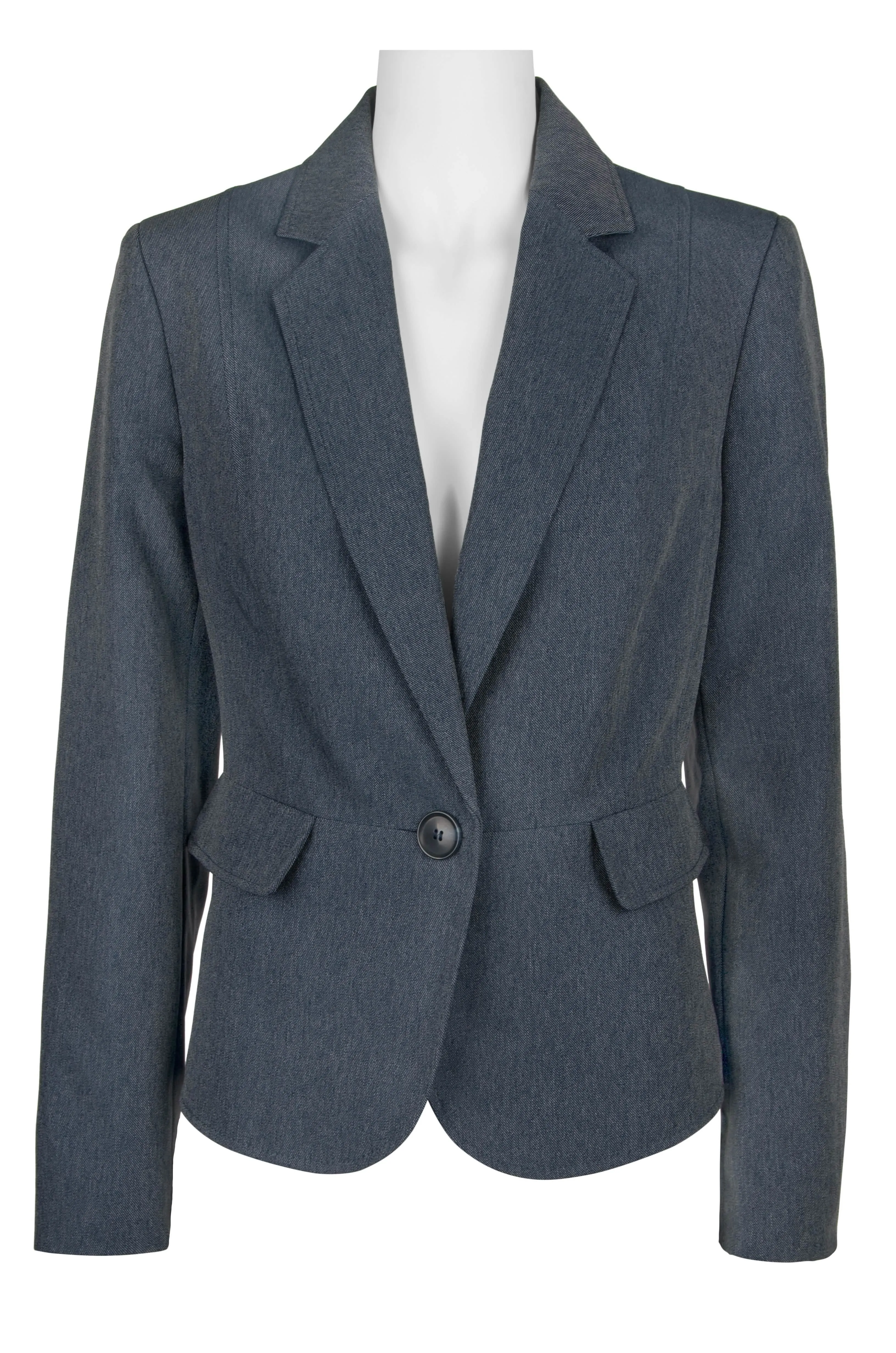 Evan Picone Chic Notched Collar Twill Jacket with Button Front