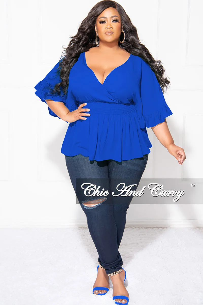 Final Sale Plus Size Ruffle Peplum Top in Blue
