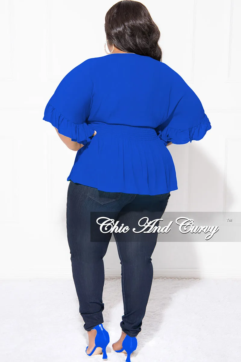 Final Sale Plus Size Ruffle Peplum Top in Blue