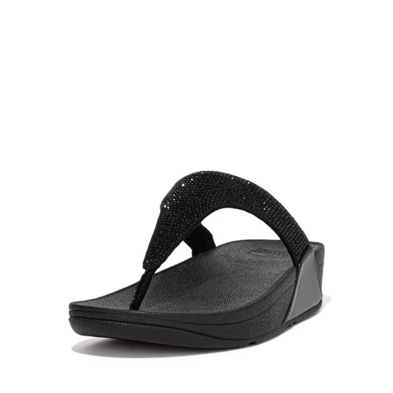 Fitflop Lulu Women's Crystal-Embellished Toe-Post Sandals - All Black