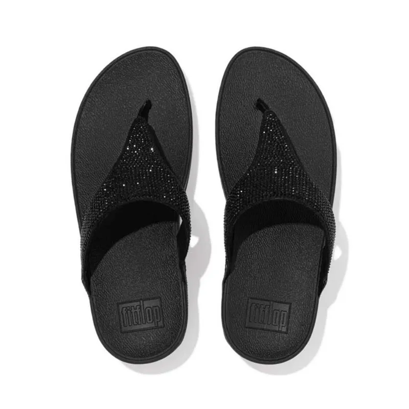 Fitflop Lulu Women's Crystal-Embellished Toe-Post Sandals - All Black