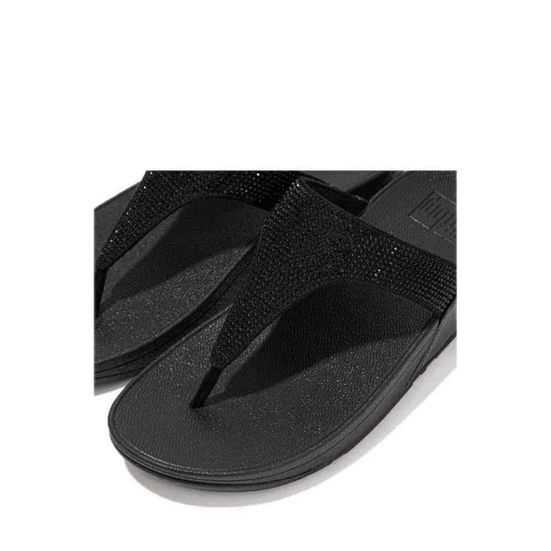 Fitflop Lulu Women's Crystal-Embellished Toe-Post Sandals - All Black