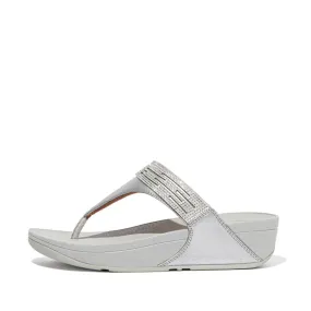 FitFlop Womens Lulu Lasercrystal Leather Toe-Post Sandals Silver