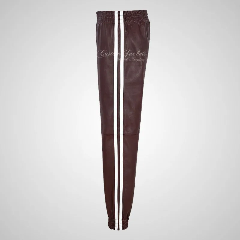 FLEX Leather Jogging Bottom With Stripes For Men