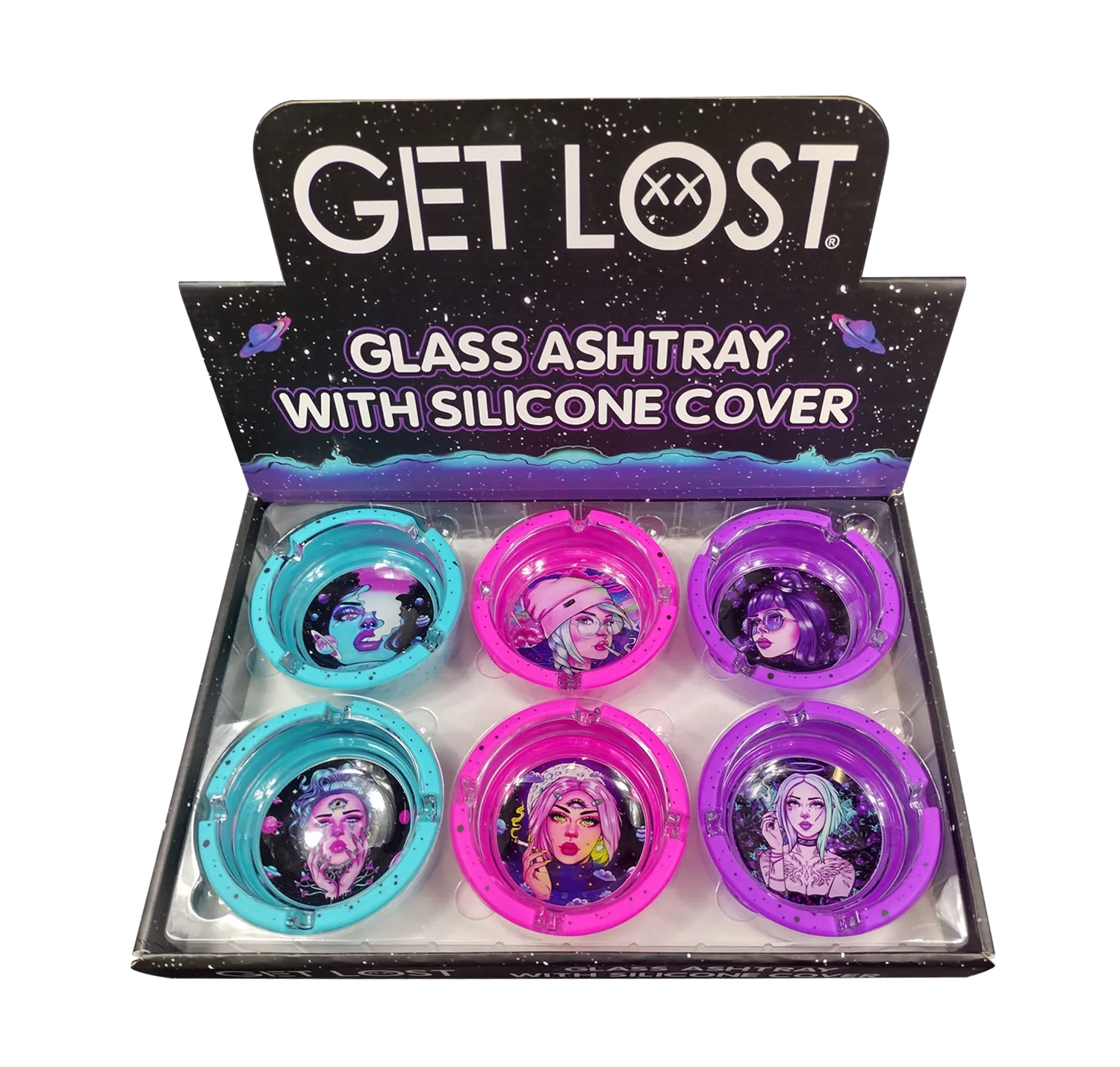 GLASS ASHTRAY WITH SILICONE (6 PACK) set 1