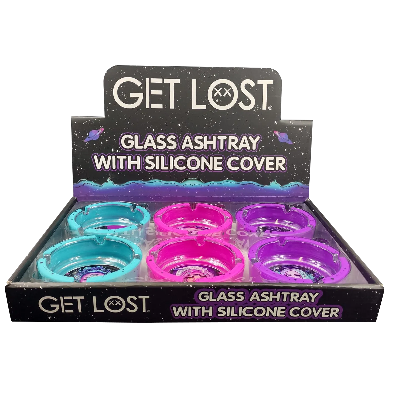 GLASS ASHTRAY WITH SILICONE (6 PACK) set 1