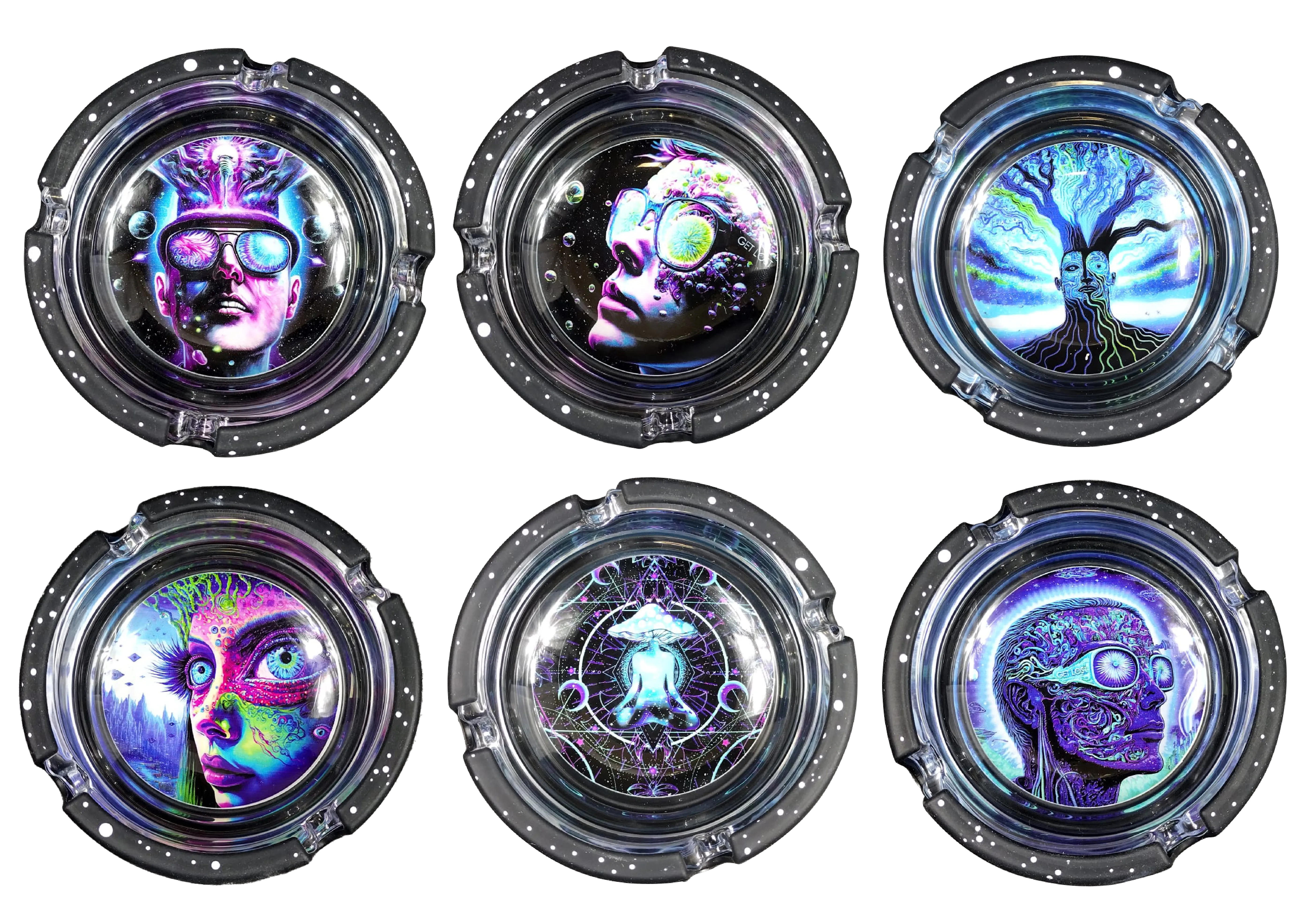 GLASS ASHTRAY WITH SILICONE (6 PACK) set 6