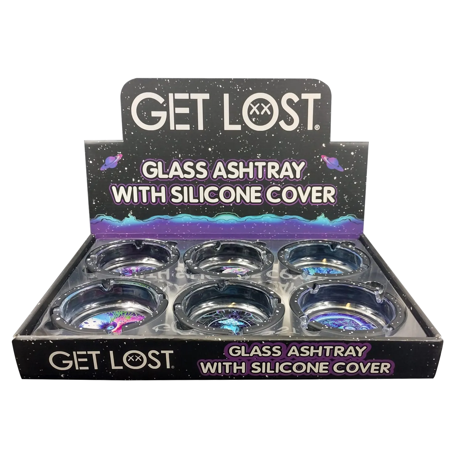 GLASS ASHTRAY WITH SILICONE (6 PACK) set 6