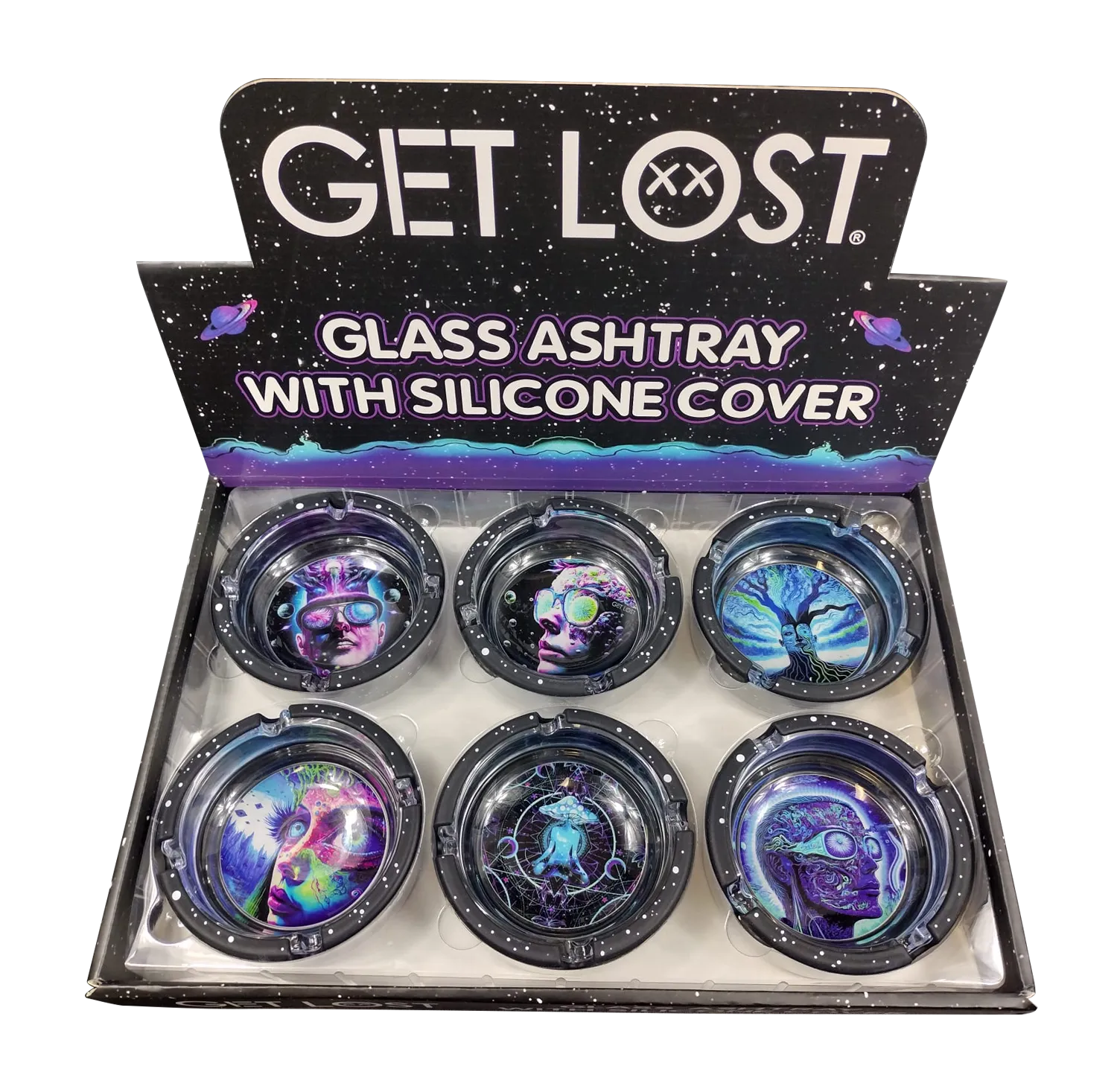GLASS ASHTRAY WITH SILICONE (6 PACK) set 6