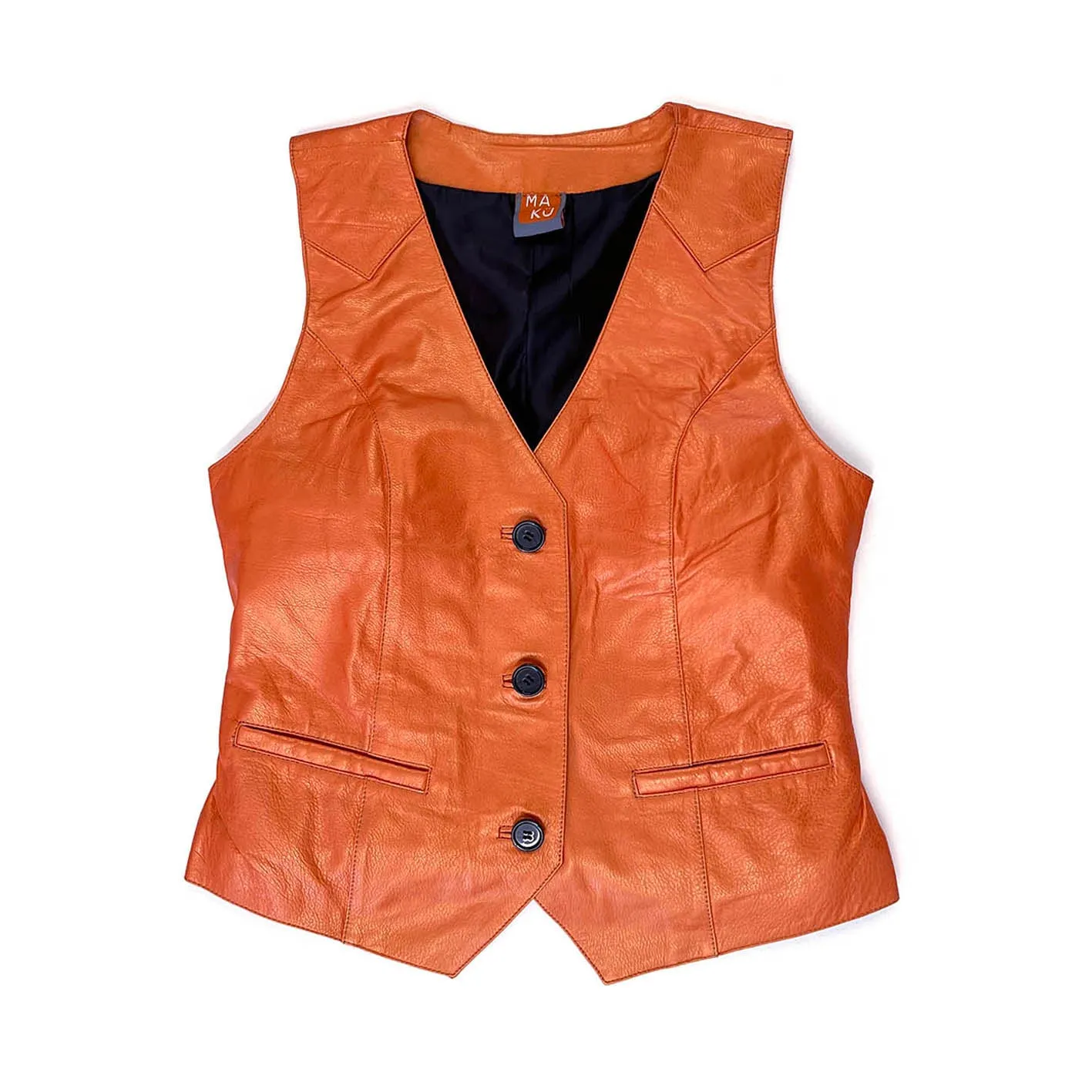 JEPKE Leather Waistcoat / Tangerine Sheen