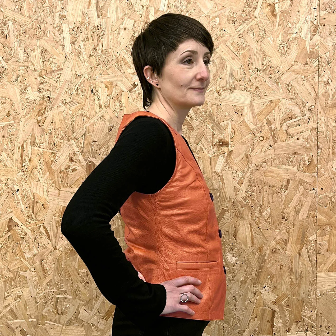 JEPKE Leather Waistcoat / Tangerine Sheen