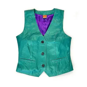 JEPKE Leather Waistcoat / Teal Sheen