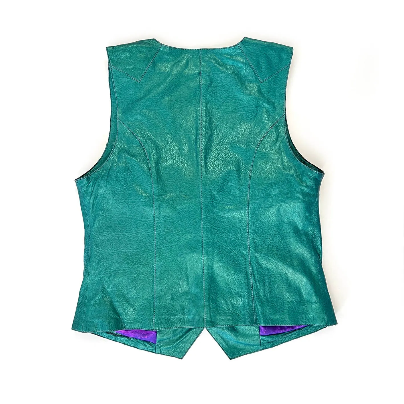 JEPKE Leather Waistcoat / Teal Sheen