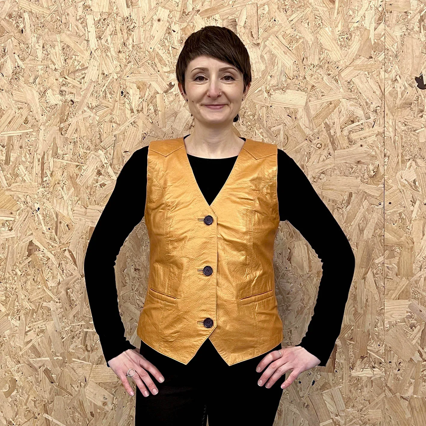 JEPKE Leather Waistcoat / Warm Yellow Gold