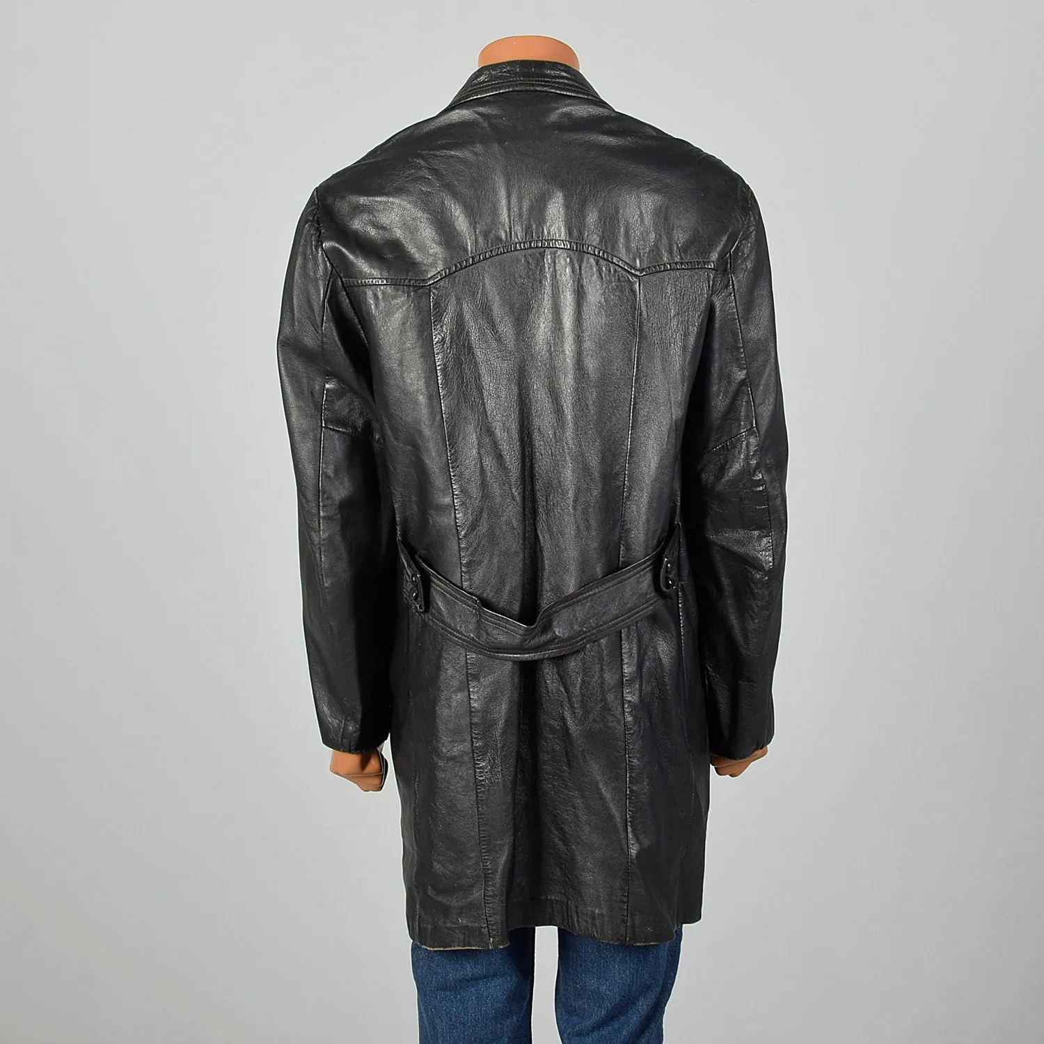 Large 1950s Black Leather Jacket