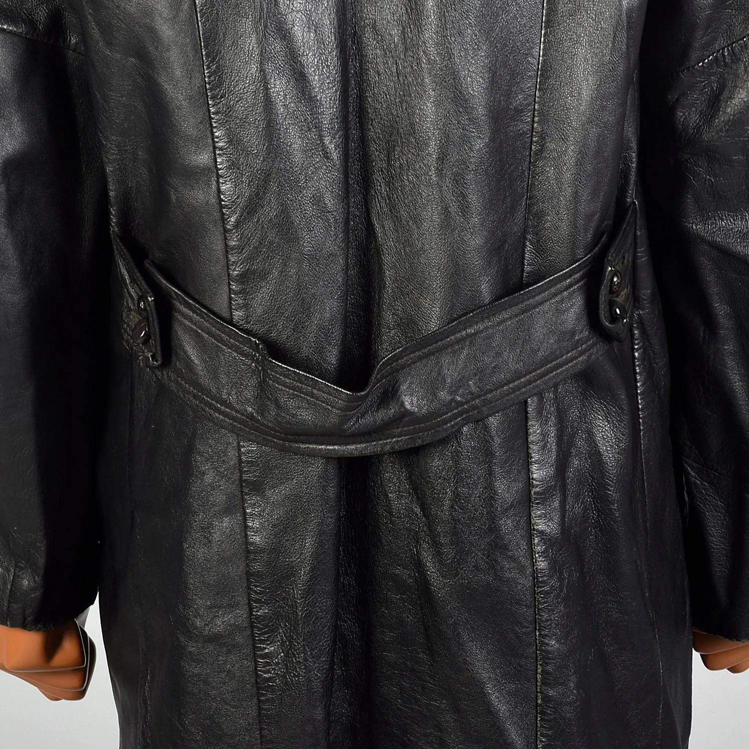 Large 1950s Black Leather Jacket