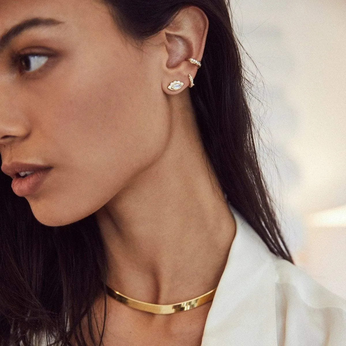 Large Liquid Gold Herringbone Necklace