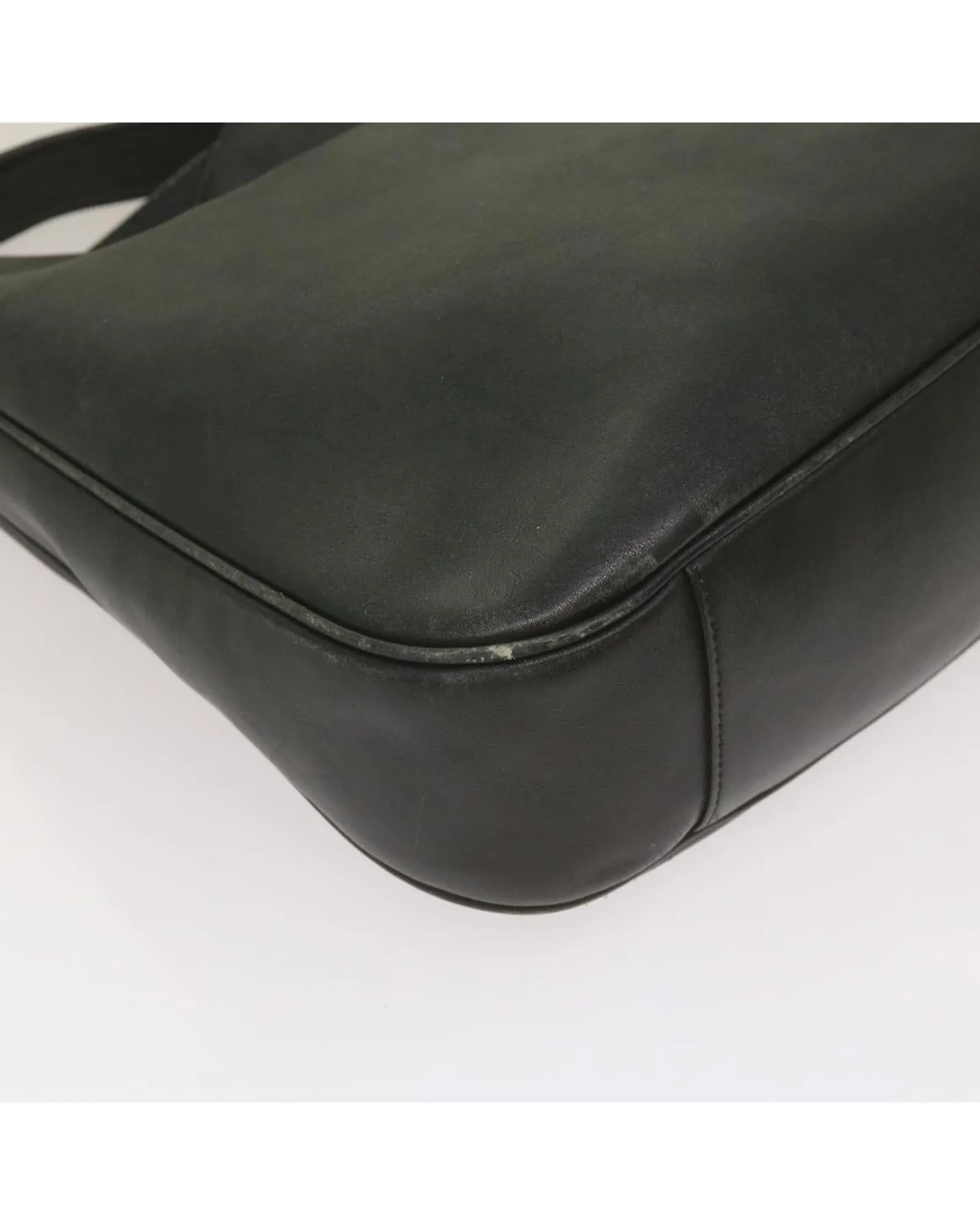 Leather Bamboo Shoulder Bag 2way in Black