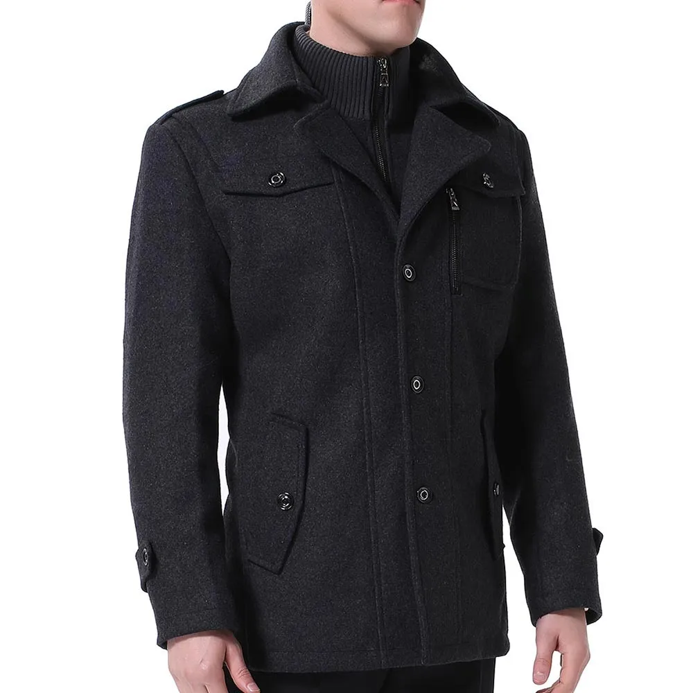 Men's Regular Fit Winter Overcoat Long Wool Coat