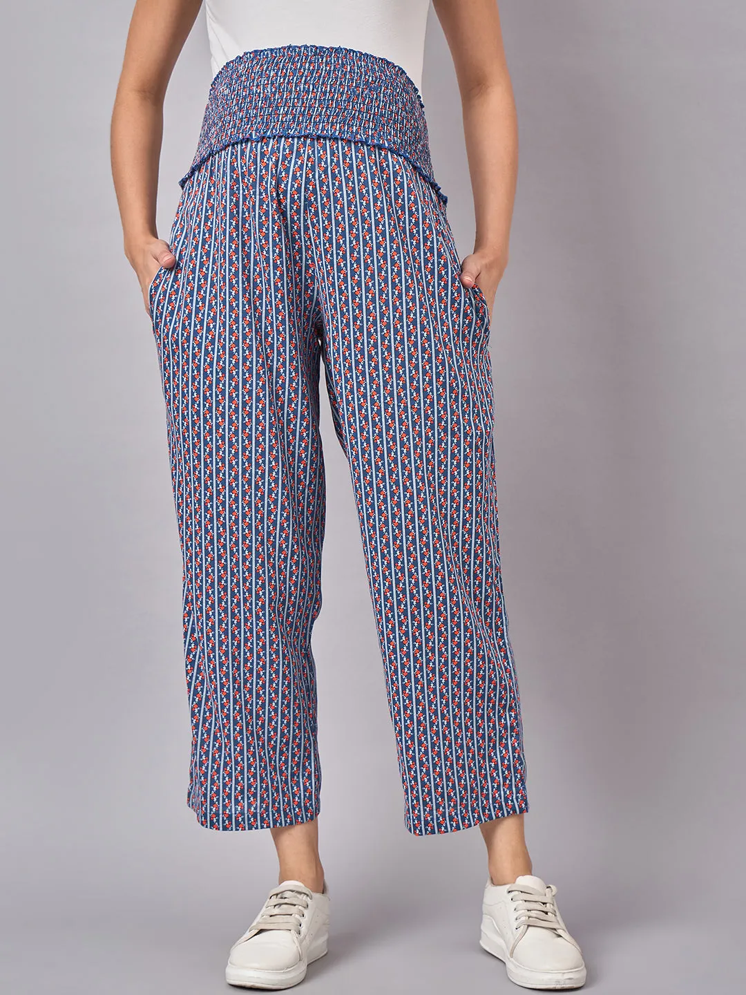 Multicolour Printed Maternity Pants For Pregnancy