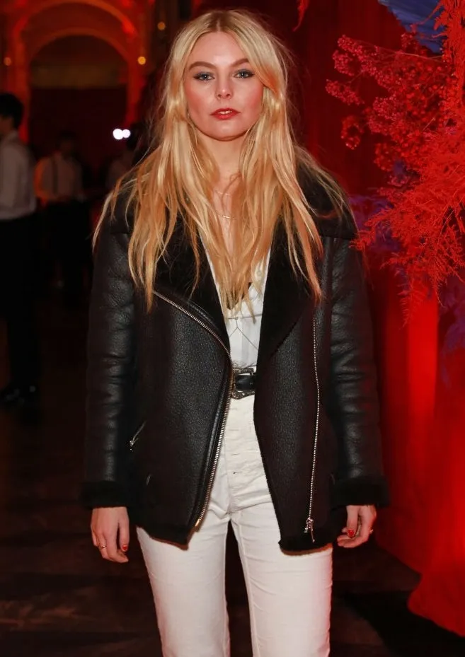 Nell Hudson at the Guardians of the Galaxy Shearling Leather Coat by TJS