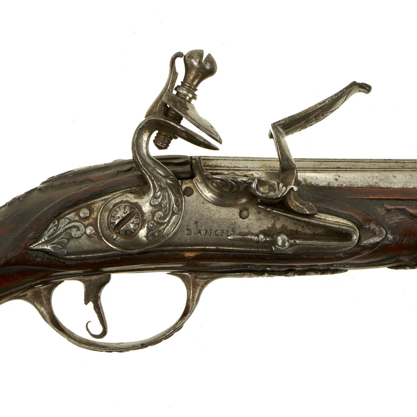Original Late 18th Century Italian Flintlock Overcoat Pistol by L. Lazarino with Lock by G. Banchi c. 1790 - 1800