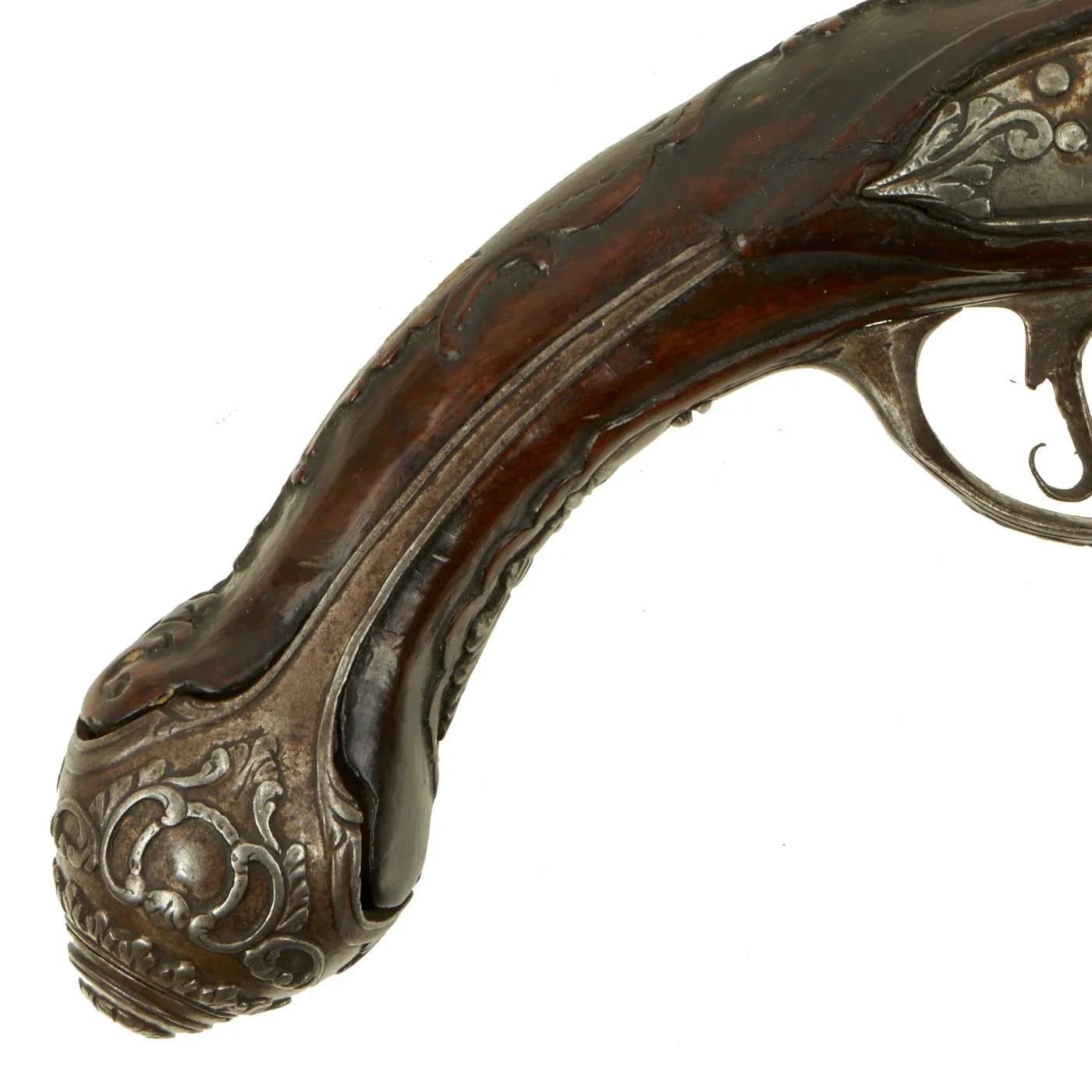 Original Late 18th Century Italian Flintlock Overcoat Pistol by L. Lazarino with Lock by G. Banchi c. 1790 - 1800