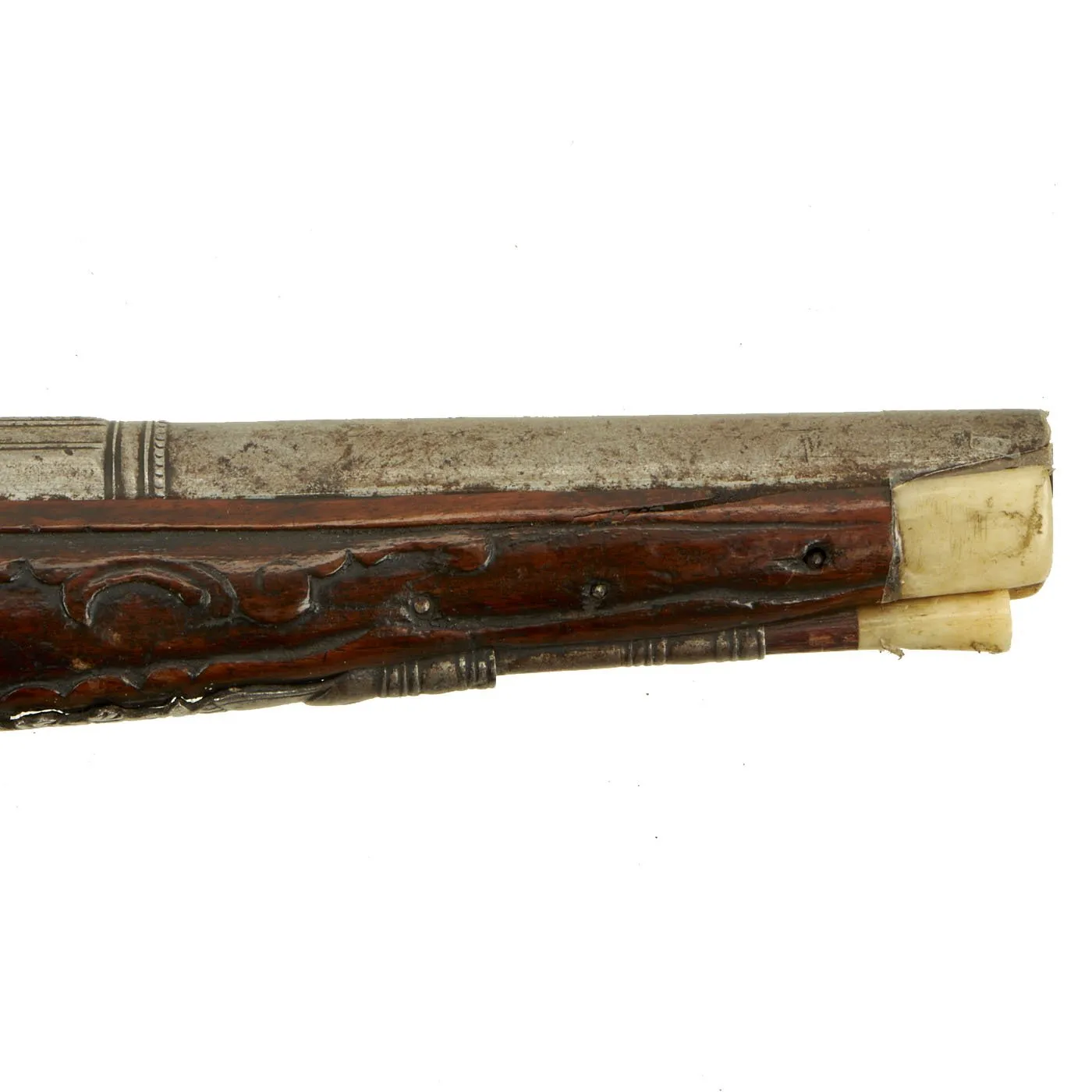 Original Late 18th Century Italian Flintlock Overcoat Pistol by L. Lazarino with Lock by G. Banchi c. 1790 - 1800