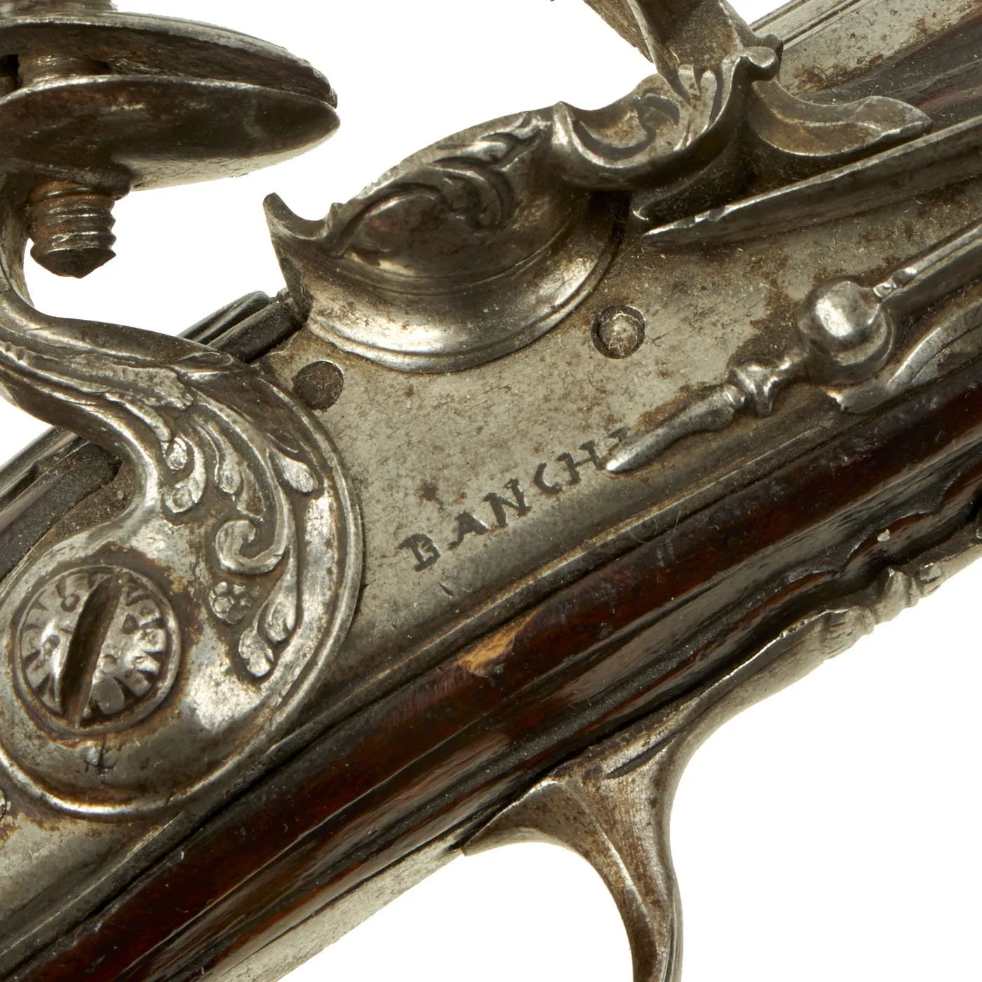 Original Late 18th Century Italian Flintlock Overcoat Pistol by L. Lazarino with Lock by G. Banchi c. 1790 - 1800
