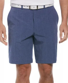 PGA TOUR Mens Flat Front Windowpane Plaid Golf Shorts Peacoat Heather 44