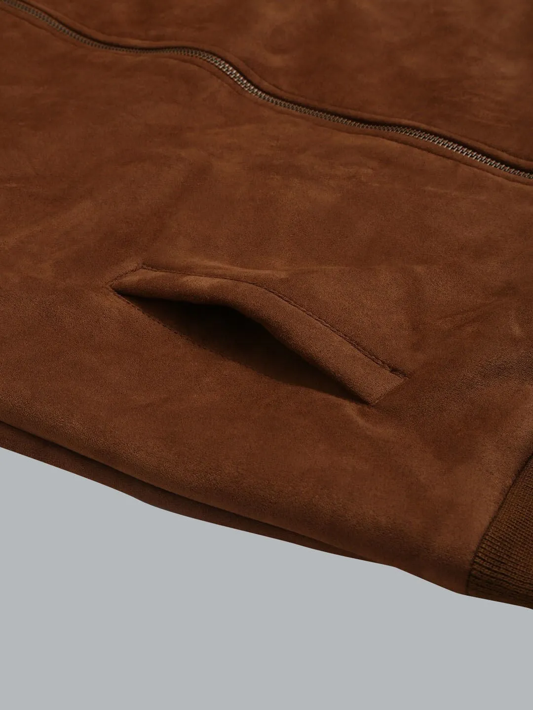 Real Brown Suede Faux Shearling Padded Style Jacket for Men by TJS
