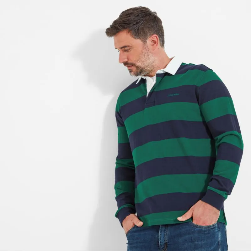 Schoffel St Mawes Mens Rugby Shirt - Navy/Green Stripe
