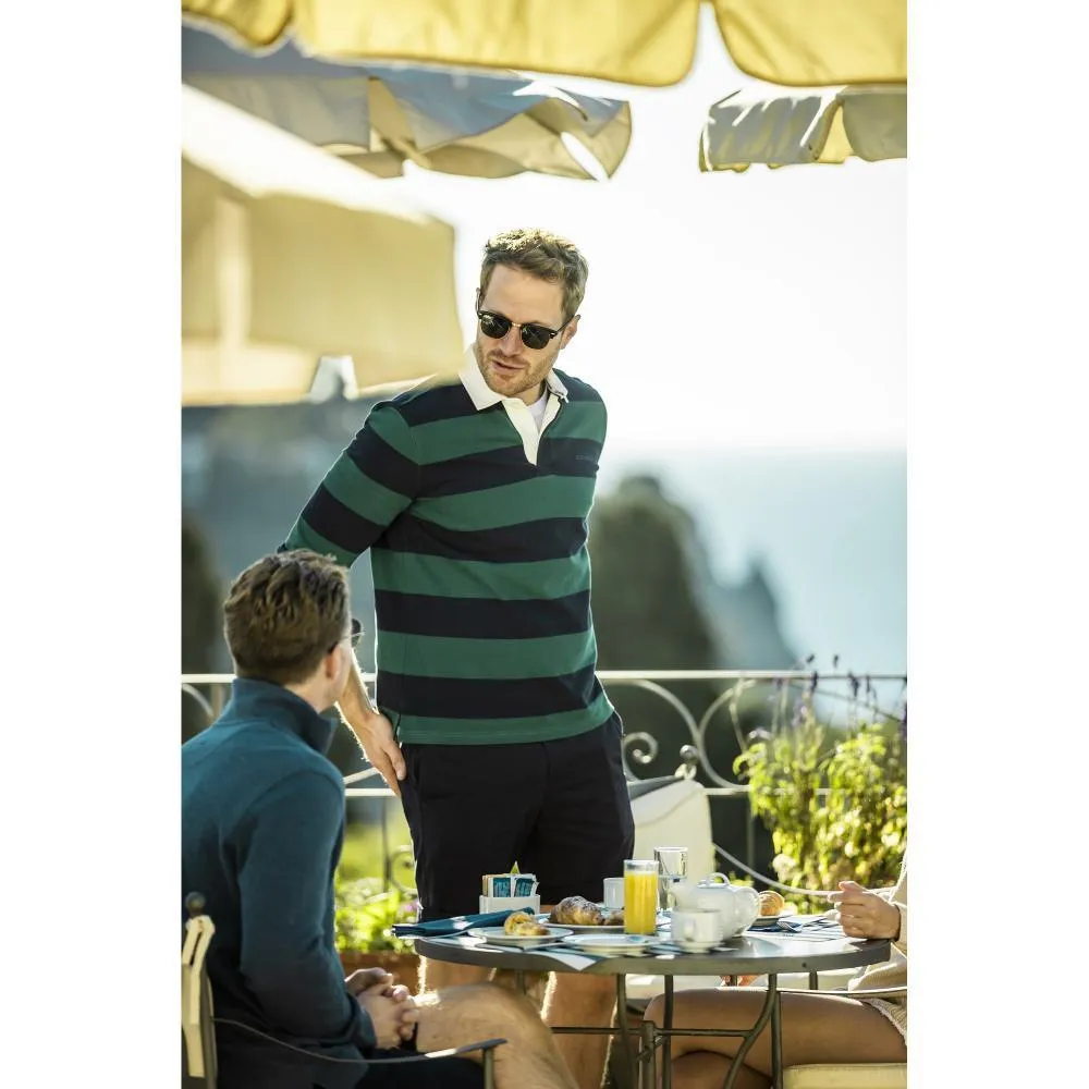 Schoffel St Mawes Mens Rugby Shirt - Navy/Green Stripe