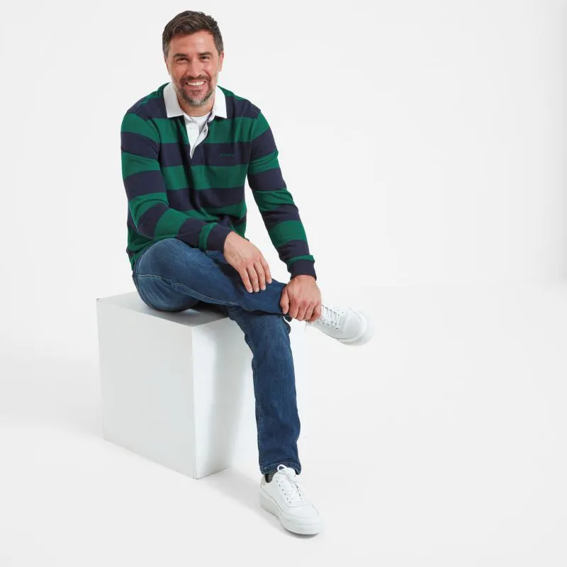 Schoffel St Mawes Mens Rugby Shirt - Navy/Green Stripe