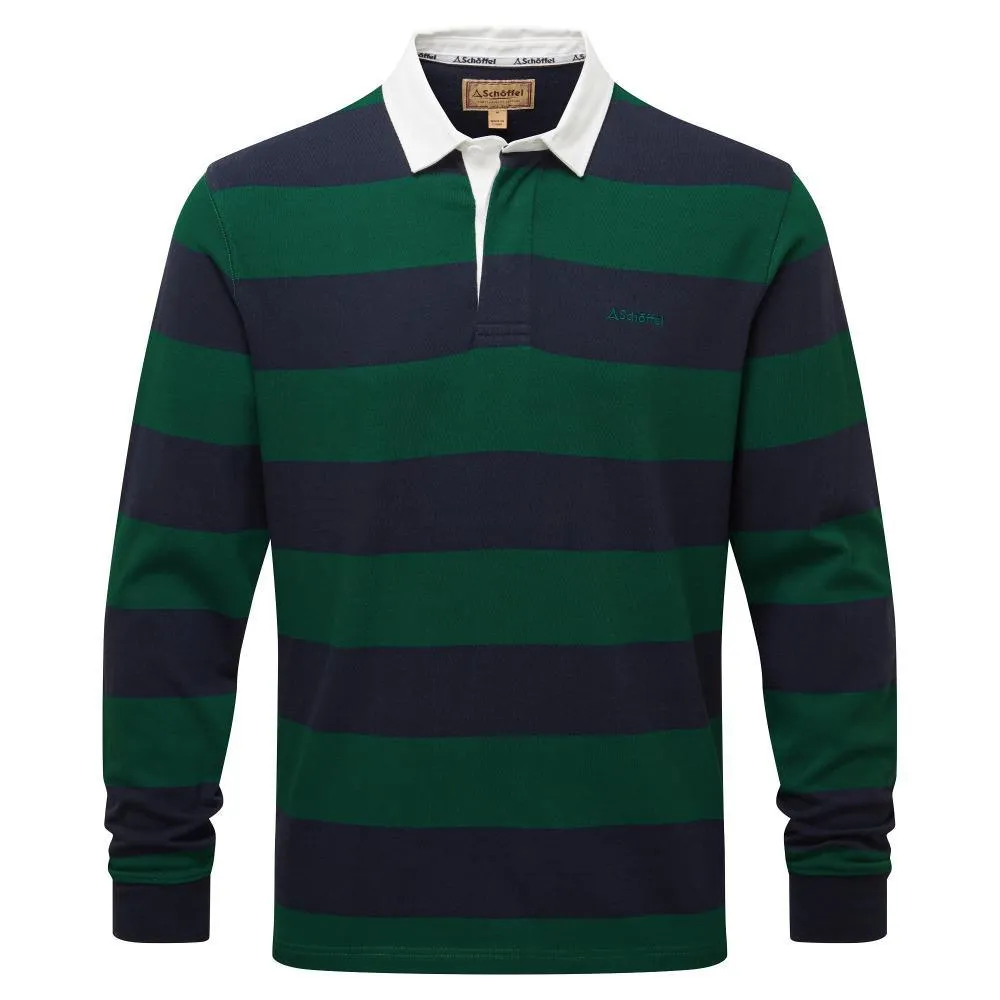 Schoffel St Mawes Mens Rugby Shirt - Navy/Green Stripe