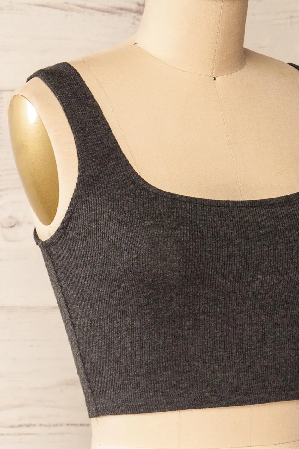 Seoul Charcoal | Cropped Ribbed Cami Top