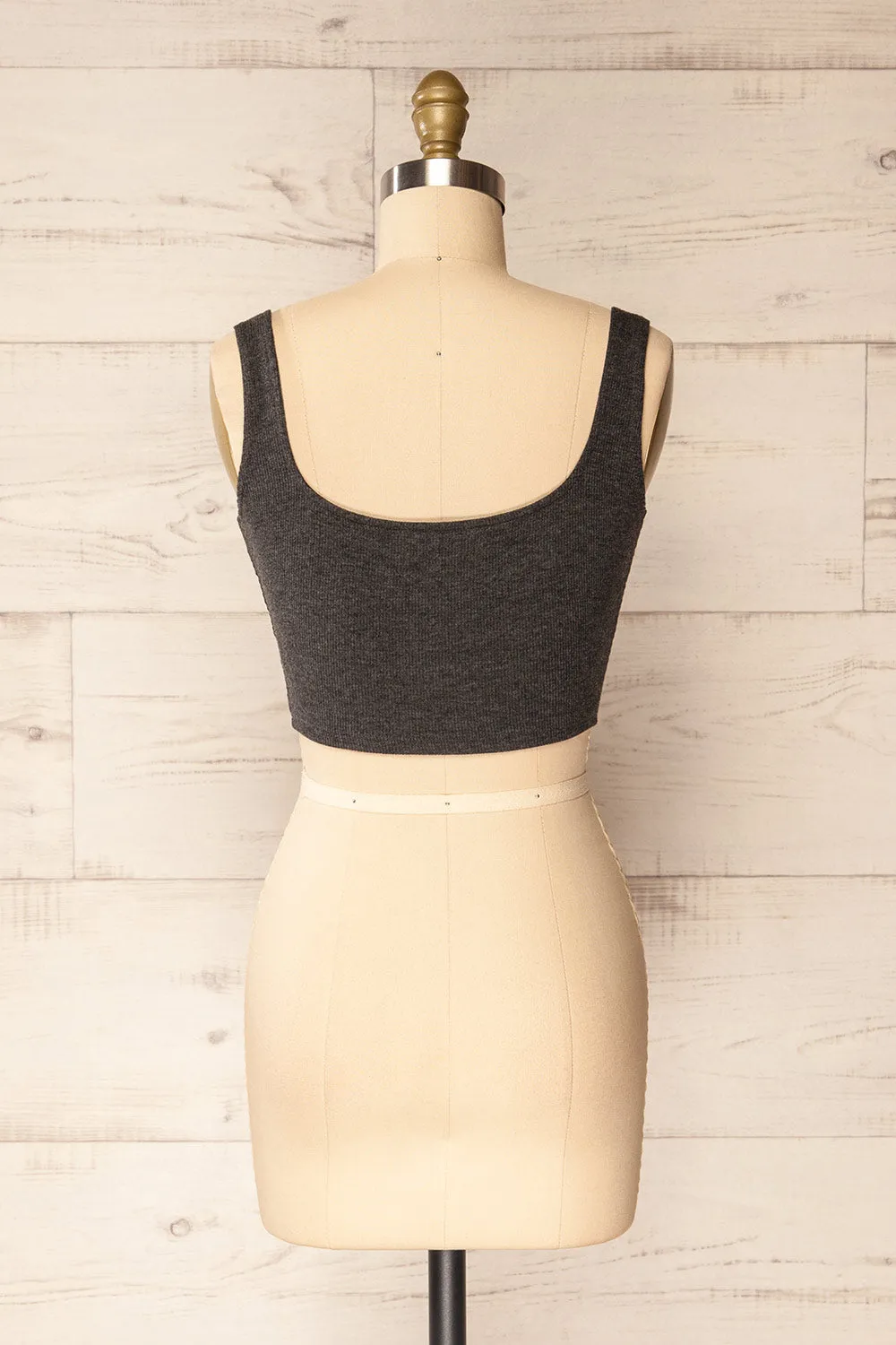 Seoul Charcoal | Cropped Ribbed Cami Top
