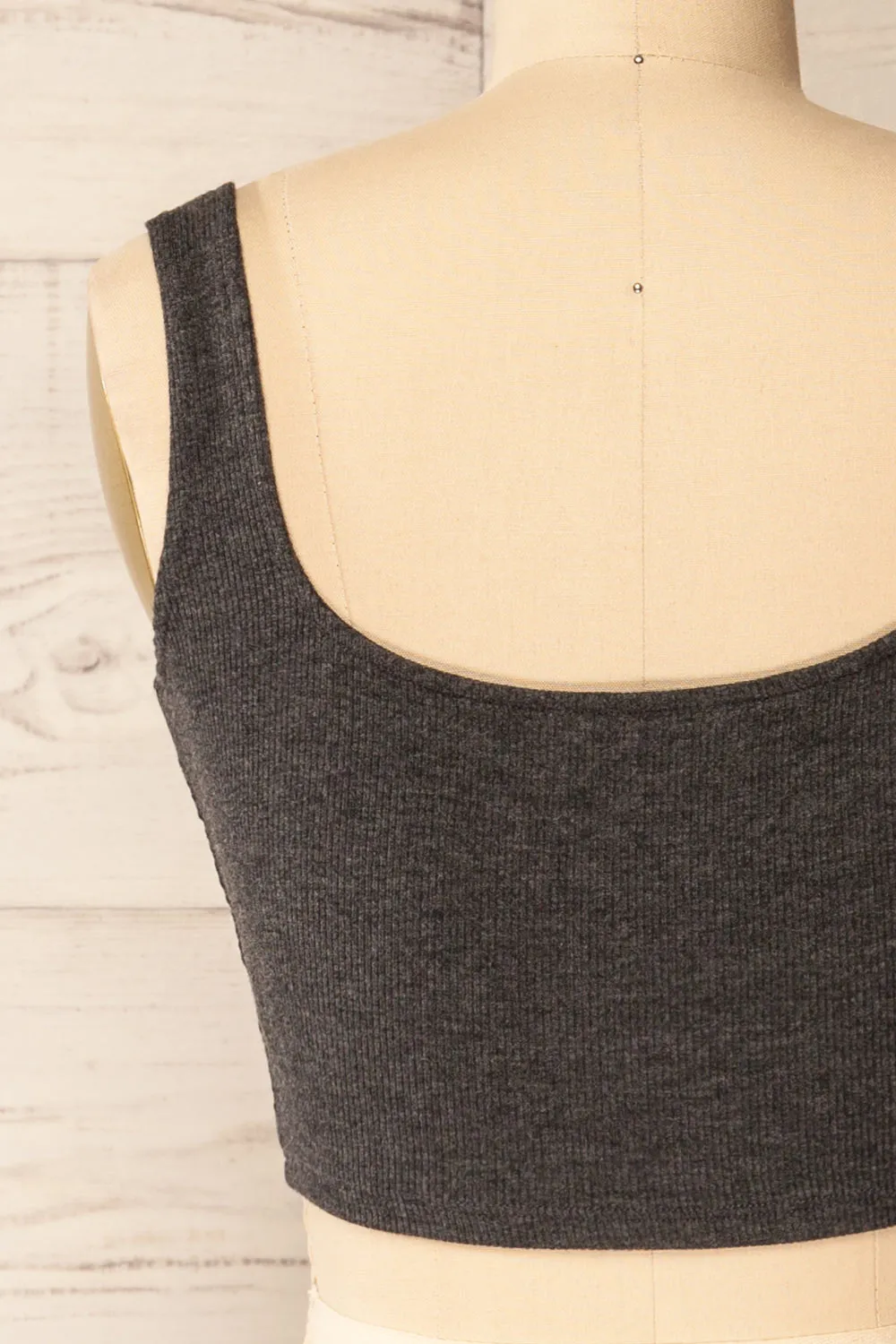 Seoul Charcoal | Cropped Ribbed Cami Top